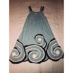 Cute Blue Girls Dress With Design at Bottom